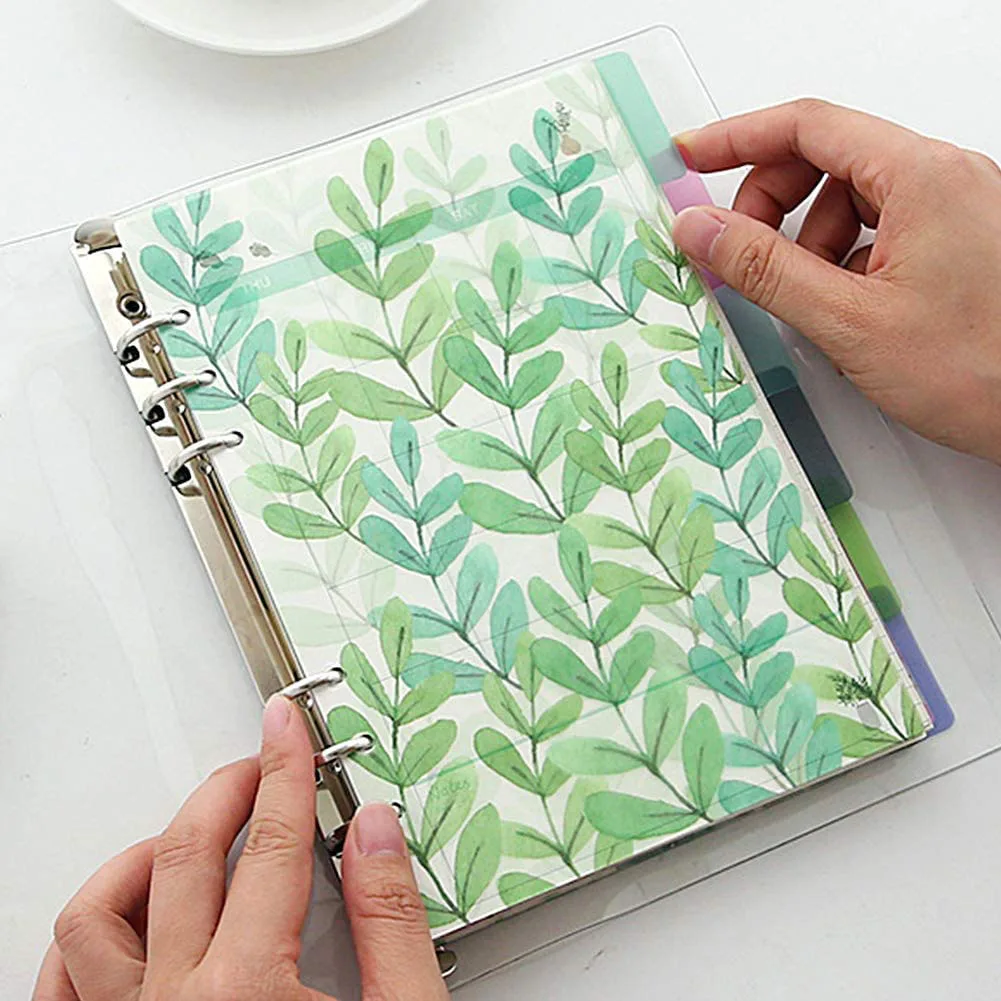 A6 Notebook Set 50 Sheets 6 Holes Loose-Leaf Lined Refill Paper 6 PCS PVC Binder Index Dividers Ruler And Note Flags Index Tabs