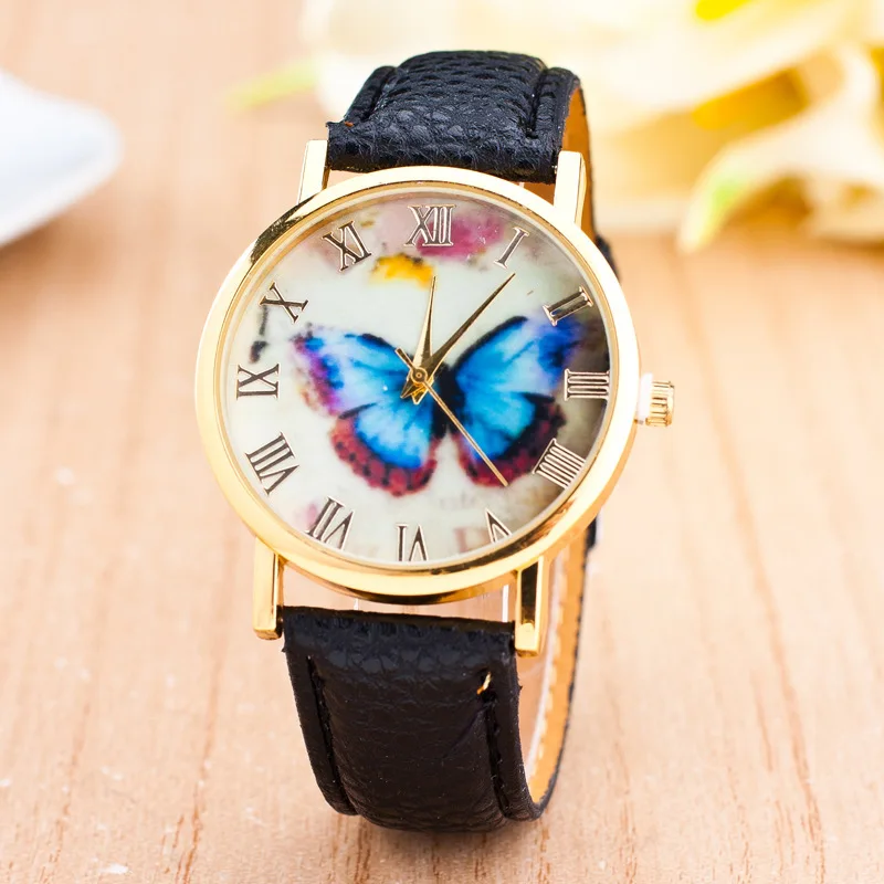 

Geneva Fashion Ladies' Watch AliExpress EBay Hot Sales Gold Up Butterfly Women's Watch
