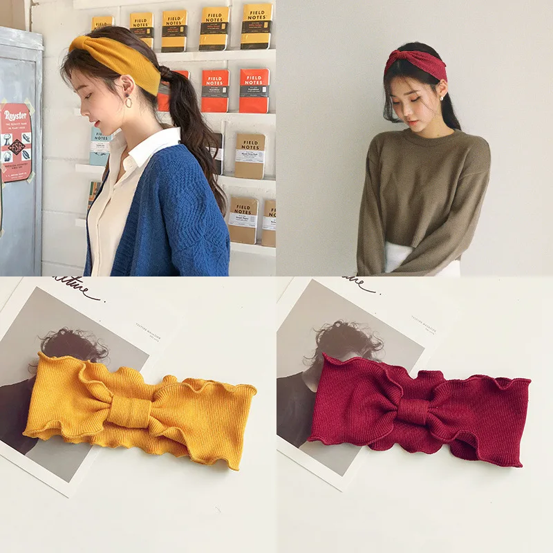

Elegant Lady Girl Wave Selvedge Knitted Headband For Women Christma Gift Autumn Winter Korean Knotted Hair Band Hair Accessories