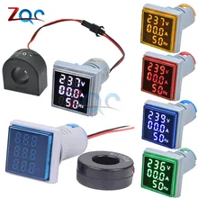 3 in 1 AC 60 ~ 500V Digitale Voltmetro Amperometro Hz Hertz Misuratore di Frequenza Indicatore di Tensione di Corrente Tester Amp luce di segnale LED 22 millimetri