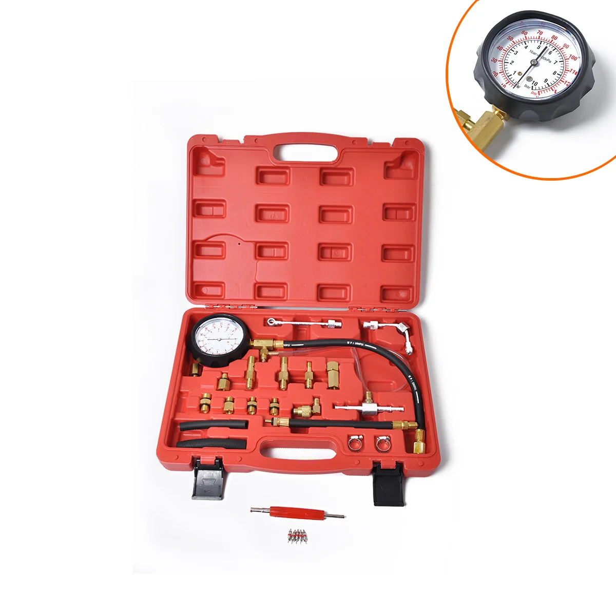 

0-140 PSI fuel injection tester fuel injection pressure detection table fuel gauge fuel detection tool valve core removal tool