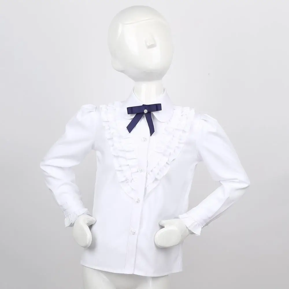 Блузки для девочек-подростков; официальная одежда с длинными рукавами и отложным воротником; рубашки с бантом; школьная форма для девочек; блузки для девочек в консервативном стиле
