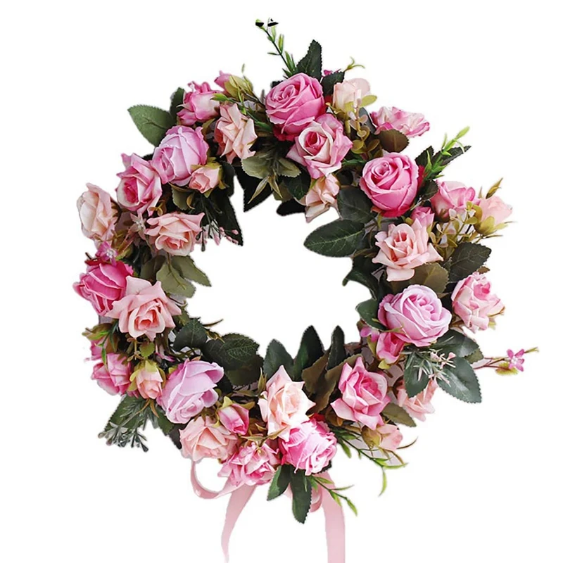 Artificial Rose Flower Wreath Spring Summer for Front Door Wedding Party Window Wall Farmhouse Home Holiday Decor | Дом и сад