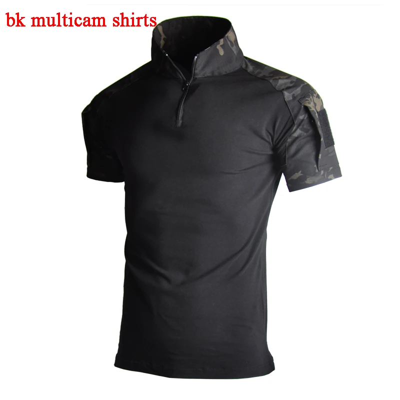 shirts bk multicam Военная тактическая Униформа с коротким рукавом камуфляж страйкбол Пейнтбол Охотничьи костюмы для мужчин и женщин стрельба дышащая мягкая боевая одежда - Цвет: shirts bk multicam