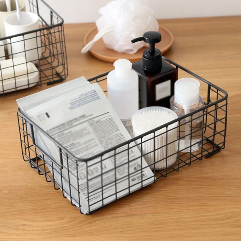 Wire Storage Baskets, Farmhouse Metal Wire Basket Freezer Storage Organizer  Bins With Handles(blac