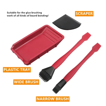

1set Woodworking Glue Tools Kit Narrow Brush Wide Brush Soft Silicone Thin Blade Shovel Flat Scraper Glue Tray Kit