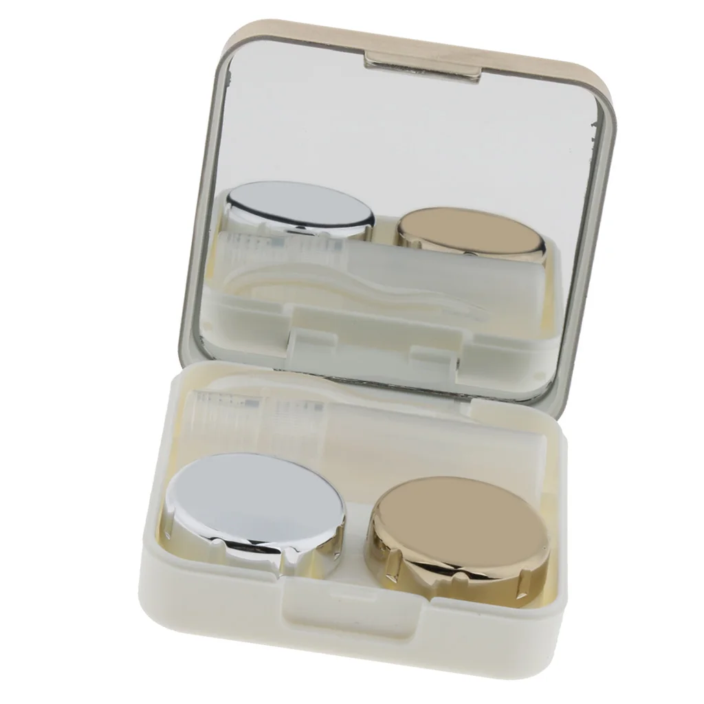 Portable Mirror Contact Lens Case Travel Kit, includes Solution Bottle, Mirror, Tweezer,Lens Holder, Stick Connections