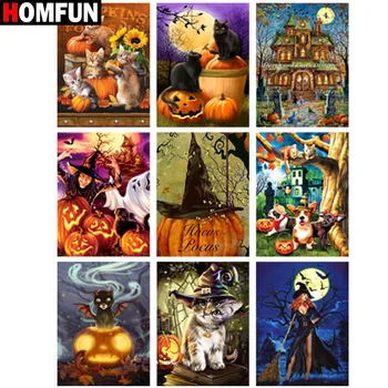 

HOMFUN Diamond Painting Full Square/Round Diamond "Halloween scenery" Pattern Embroidery Cross Stitch 5D Rhinestone Painting