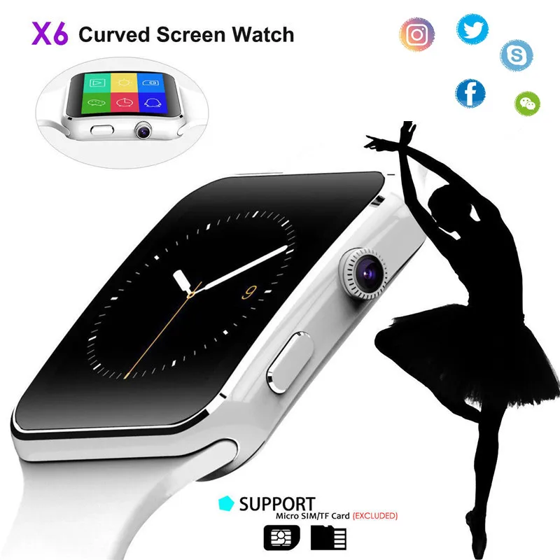 

X6 Smart Watch Men Support SIM TF Card Camera Smartwatch Bluetooth Dial with Camera Touch Screen for IPhone Xiaomi Android IOS