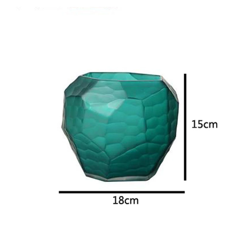 A13 Malachite green Европейская резная стеклянная ваза ручной работы, креативные геометрические красочные высушенные цветочные вазы, товары для дома, дизайнерские Свадебные украшения - Цвет: A13 Malachite green