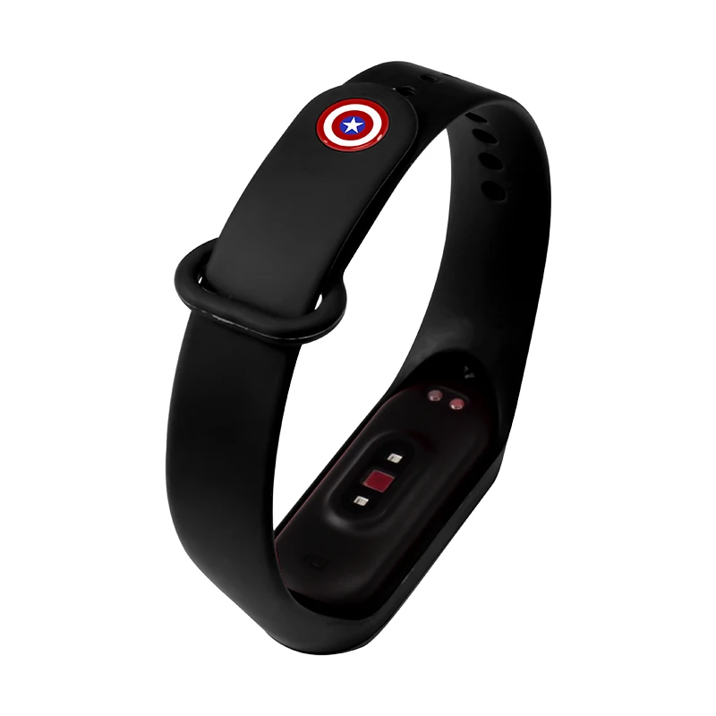 Black Star BOORUI mi band 4 ремешка с металлической пряжкой мстителя mi band 3/4 аксессуары ремешок для xiaomi mi band 3/4 с модными цветами - Цвет: Black Star