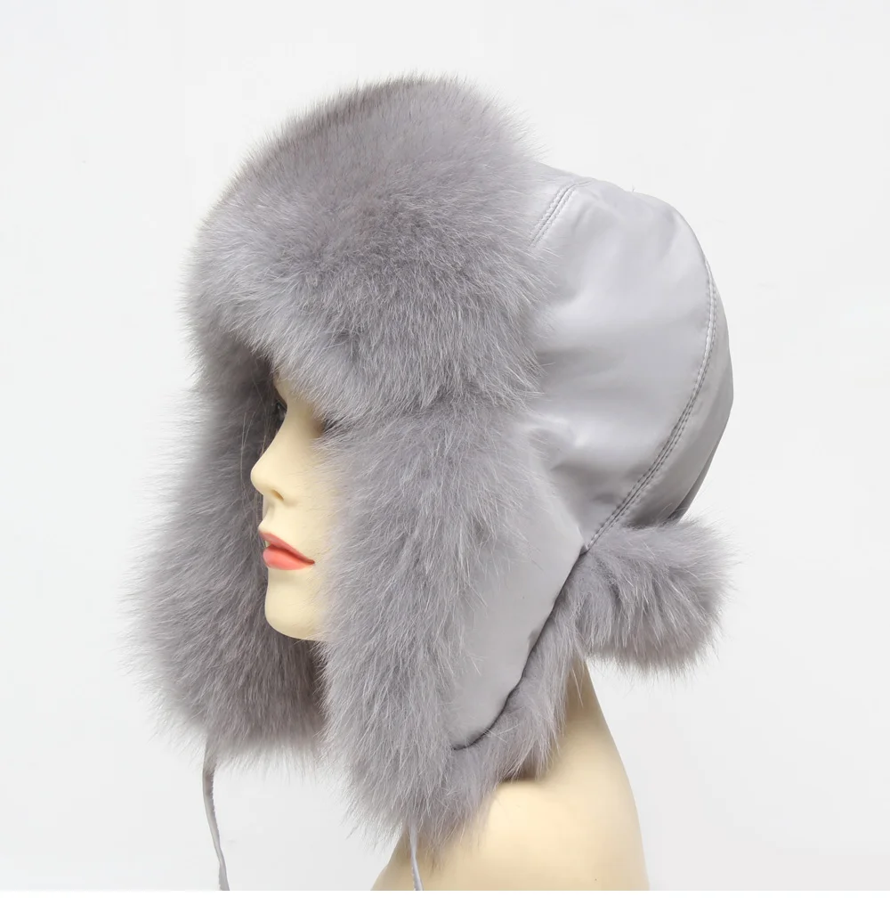 Hot Sale Genuine Fox Fur Hat Russian Women Real Fur Caps Bomber Hats 100%Natural Fox Fur Caps Fashion Fur Hat Retail wholesale