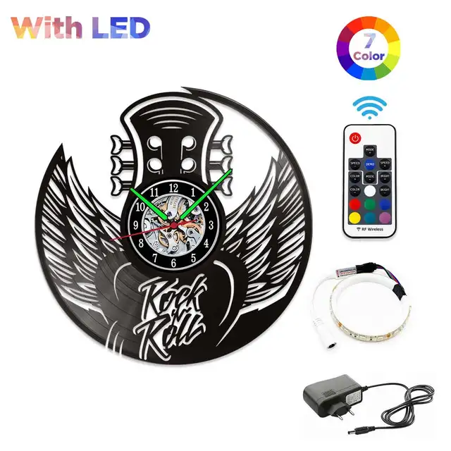 MCDFL Vinyl Record Wall Clock Modern Design Home Living Room Decoration Watch Clocks Object House Minimalist Decor Accessories W1255-With LED