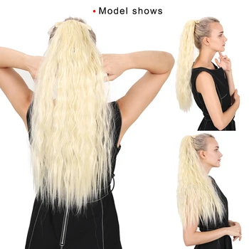 

DIANQI Long Afro Curly Synthetic Drawstring Ponytail White Women Hair Pieces Women Fake Ponytail Hair Extension Clip