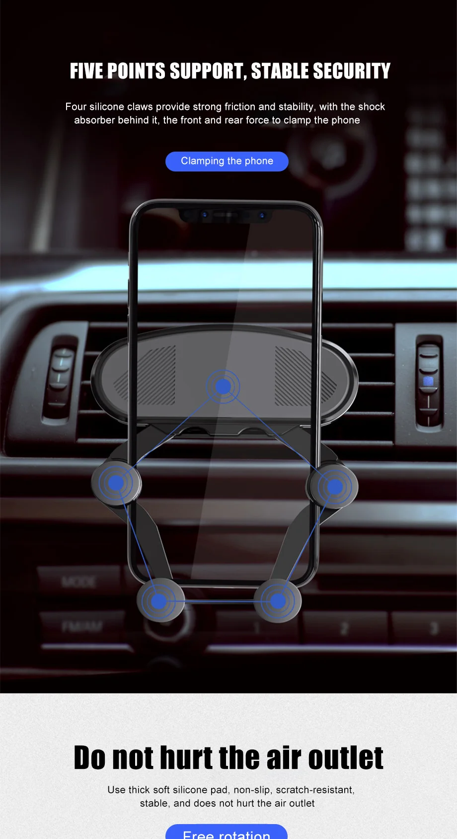 Автомобильный держатель для телефона IKSNAIL Gravity для iPhone XS MAX Xiaomi, автомобильный держатель с креплением на вентиляционное отверстие без магнитного держателя для мобильного телефона, подставка с gps