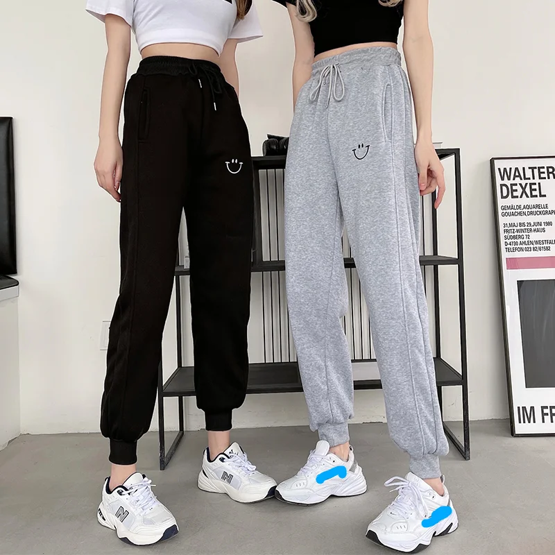 

Spring High Waist Jogger Pants 2021 Summer Cotton Thin Wide Leg Sweatpants Women Solid Trousers Casual Sport Harem Pants Female