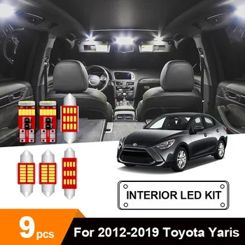 

9Pcs White Canbus led Car interior lights upgrade Kit for 2012-2019 Toyota Yaris led interior Dome Trunk lights