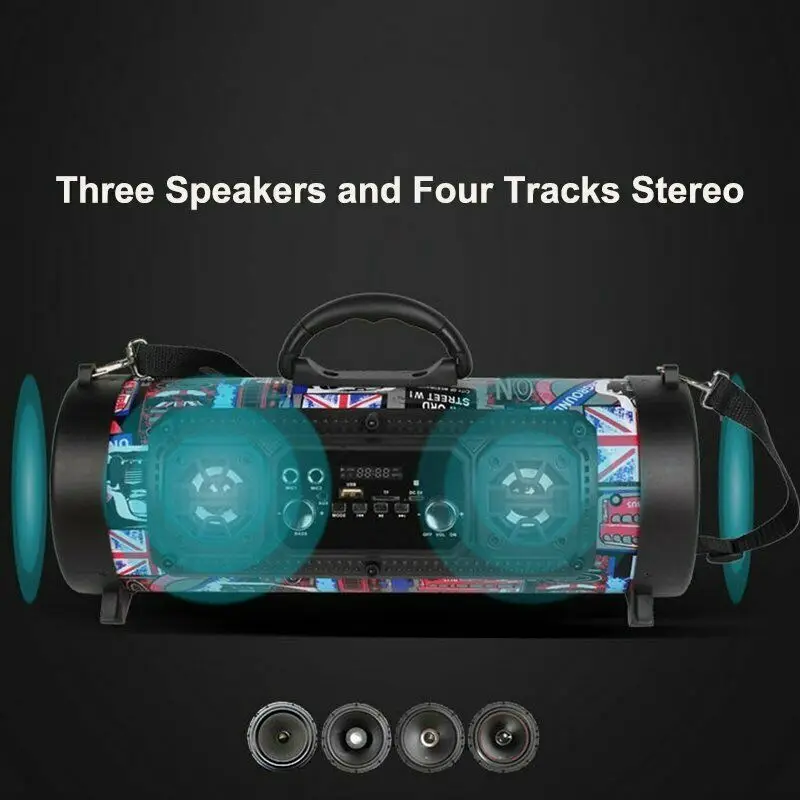 Горячая 3c-портативный беспроводной Bluetooth динамик стерео супер бас Hifi Aux Uxb Tf Fm Музыка