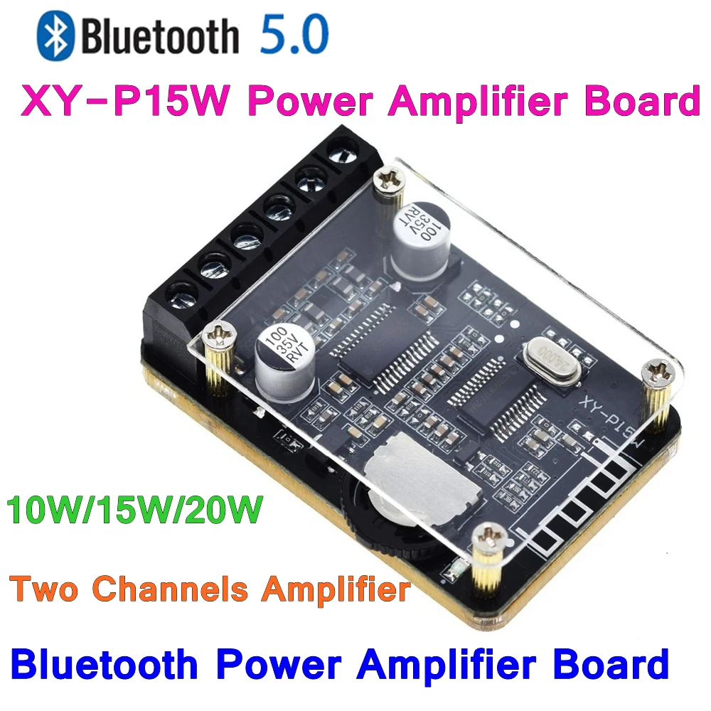 TZT 10W/15W/20W Stereo Bluetooth 5.0 Power Amplifier Board 12V/24V High Digital Module XY-P15W | Электронные компоненты и