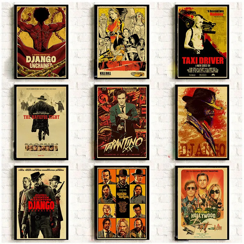 主图_Quentin_Tarantino_Movie_Kill_Bill_Django_Unchained_Reservoir_Dog_Film_Posters_Kraft_Paper_Home_Ro