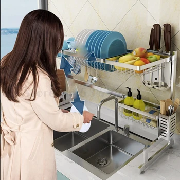 

Net red sink drain single slot multifunctional kitchen black stainless steel storage rack shelf bathroom organizer steelrack