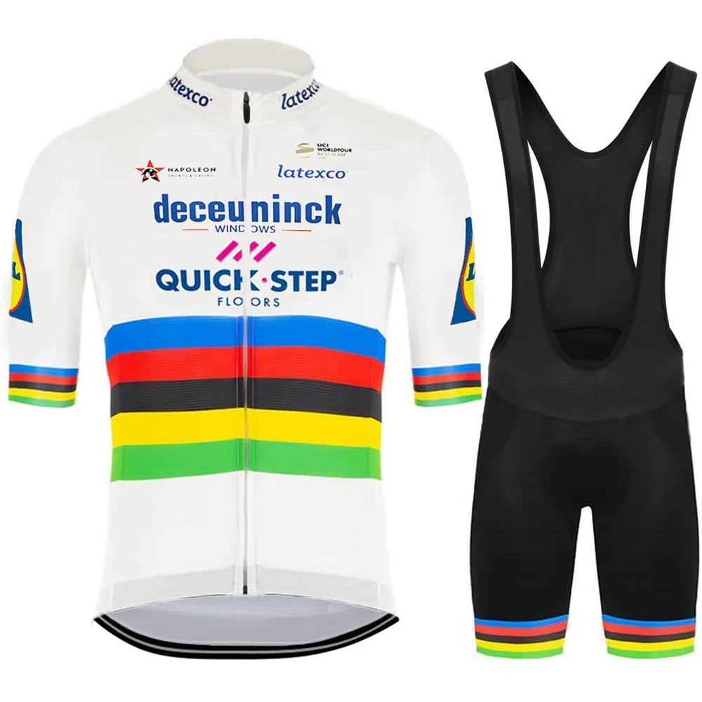 WORLD CHAMPION Cycling Jersey Set QUICK STEP Cycling Clothing Road Bike Shirt Suit Bicycle Bib Shorts MTB Maillot Culotte cycling suit cycling jersey set