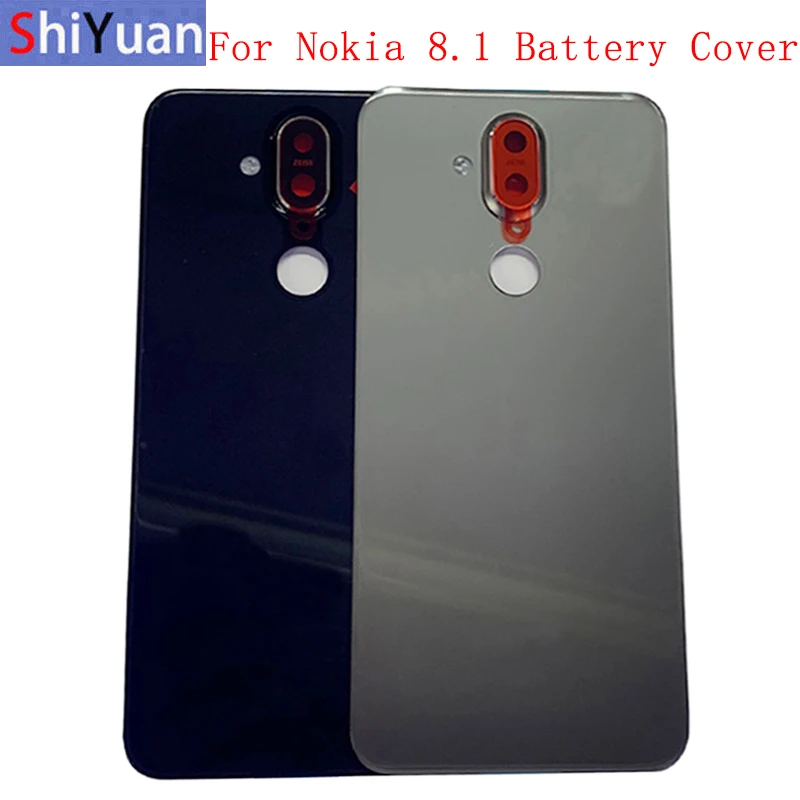 Original Back Battery Cover Rear Door Panel Housing Case For Nokia 8.1 X7 Battery Cover with Camera Lens Logo Replacement Part