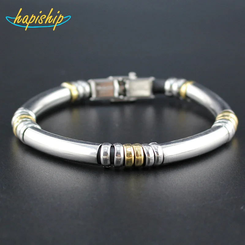 Мужской браслет цепь Hapiship 2018 из нержавеющей стали силиконовый GJ024|silicone bangles|bracelet