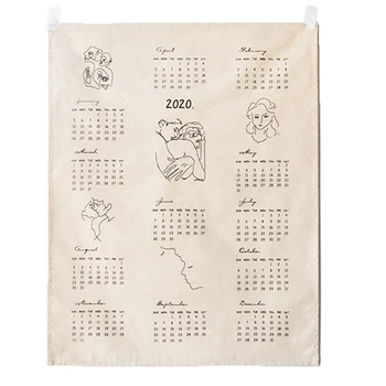 

Big Size 2021 And 2020 Calendar Fabric Printed Wall Calendar Yearly Diary Study Planner Advent Calendar Cloth Wall Hanging Deco