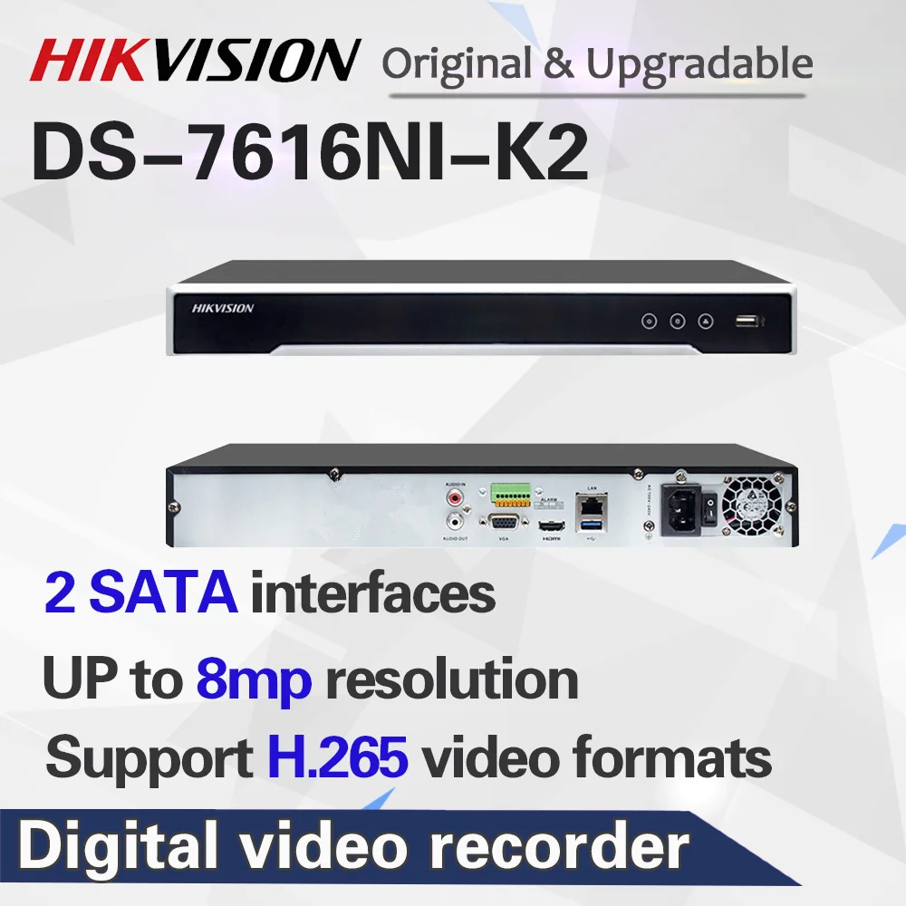 HIKVISION обновляемый 4K H.265 NVR 8CH 16CH DS-7616NI-K2 до 8 МП запись сетевой видеорегистратор