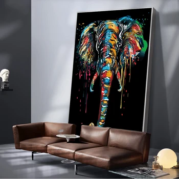 

Abstract Colorful Elephant Canvas Paintings On the Wall Art Posters And Prints Wall Art Pictures for Home Decor (No Frame)