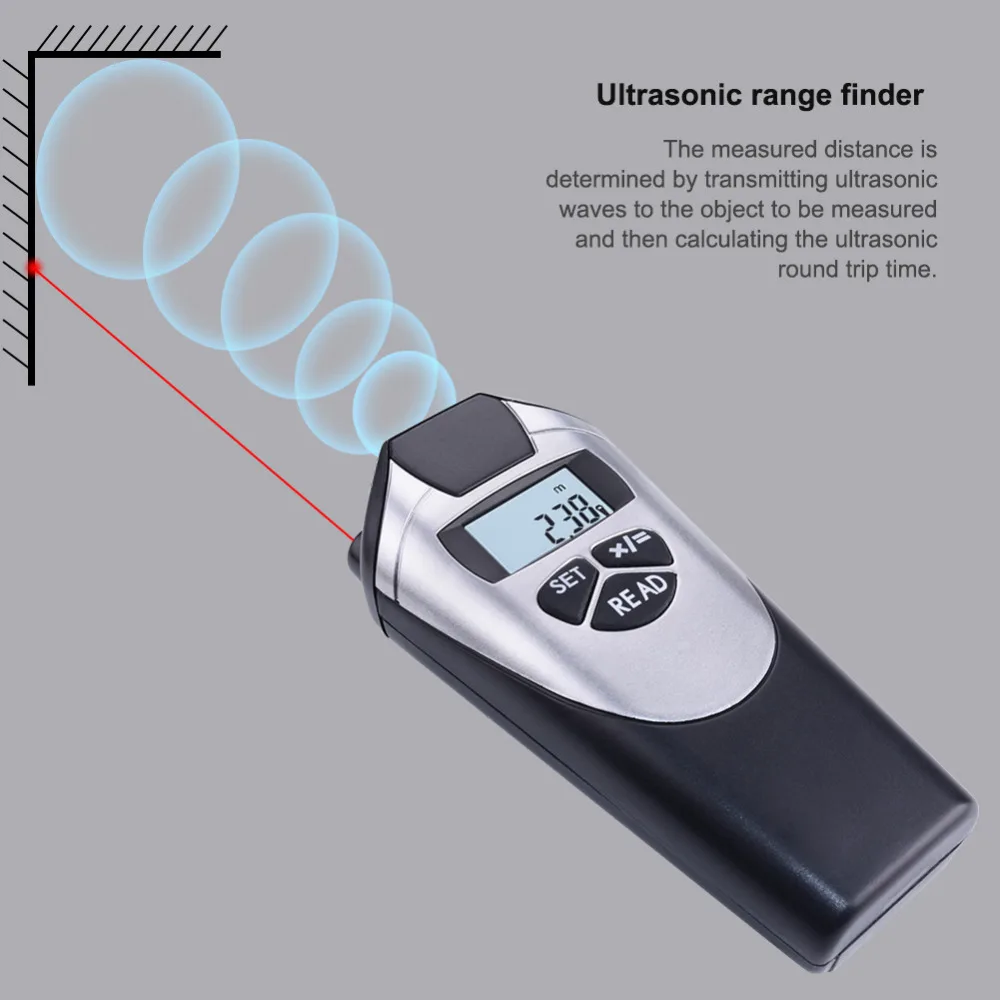 LCD Digital Laser Rangefinder Ultrasonic Distance Meter 0.5-18cm Range Finder Distance Measuring Tool Laser Distance Measurer