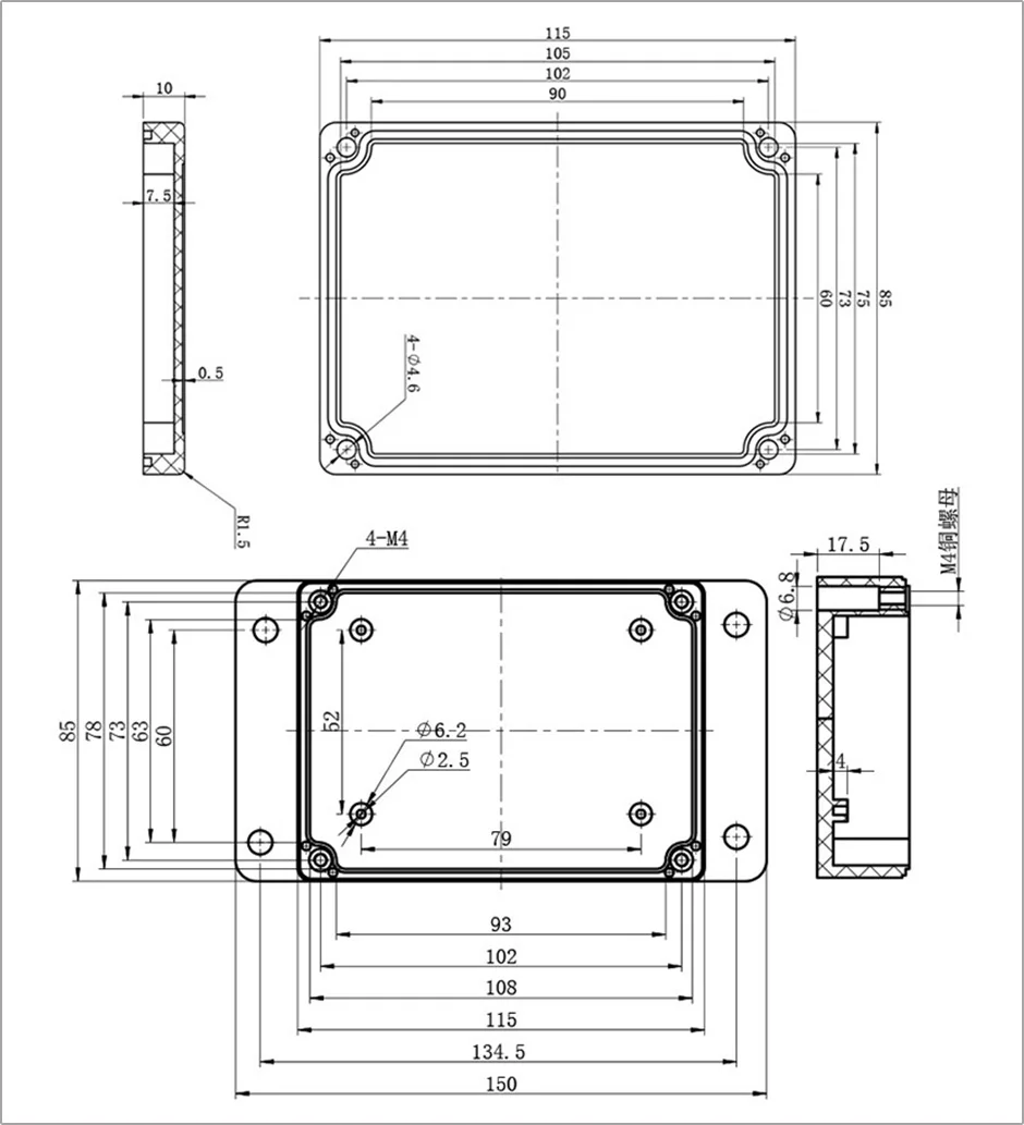 115*85*35 мм прозрачная крышка ПК/ABS пластиковая Кабельная коробка IP65 водонепроницаемый электрический щит пыленепроницаемое ухо распределение