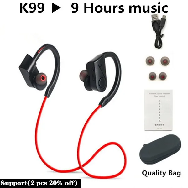 XEDAIN, Bluetooth наушники, беспроводные наушники, бас, устойчивое, наушники, Bluetooth, Спортивная гарнитура, стерео наушники с микрофоном для телефона - Цвет: K99 Red
