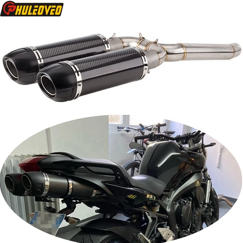 For Yamaha Fz6 Fz6n Fz6s Fz600 20042010 Motorcycle Exhaust Muffler Link Pipe Carbon Fiber