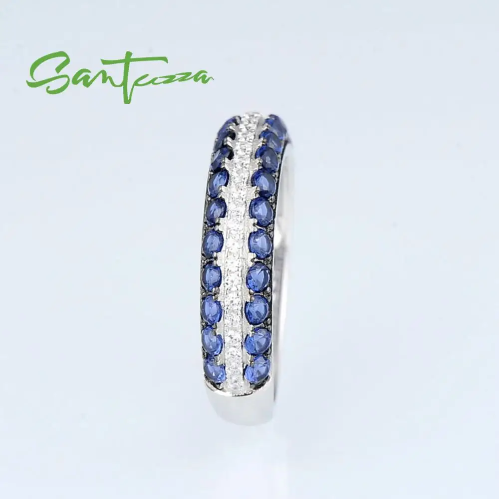 SANTUZZA серебряное кольцо для женщин, 925 пробы, серебряное модное круглое кольцо для женщин, кольцо с кубическим цирконием, вечерние ювелирные изделия