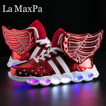 

2019 Luminous Sneakers Kids Shoes Removable Wings Shoes Glowing Sneakers Boys Shoes Light Up Shoes zapatos para nino