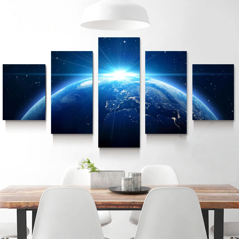 Art-Wall-Picture-Frame-Prints-Painting-Abastract-For-Room-Home-Decoration-5-Pieces-Universe-Planet-Space (2)