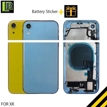 

For Iphone XR Full Back Housing Rear Battery Cover Door Middle Frame Chassis + Glass with Flex Cable Assembly Replacement Parts