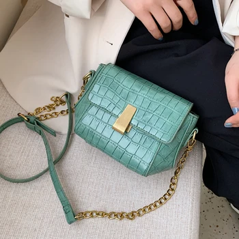 

Luxury Stone Pattern Women Shoulder Bags Vintage Buckle Chain Crossbody Messenger Bag High Quality Pu Leather Female Purses Sac