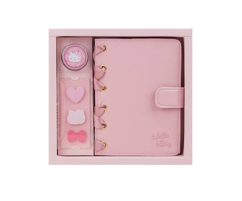 pink set Розовый Hello Cat милый мизинец мультфильм Китти журнал Подарочный пакет A6 ежемесячный ежедневник 128 листов - Цвет: pink set