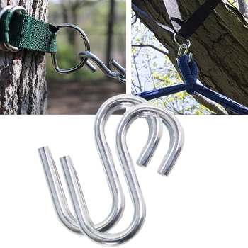 

2pcs Connecting Camping Hiking Fishing Portable Travel Hammock Hook Stainless Steel S Shape Easy Apply Durable Heavy Duty