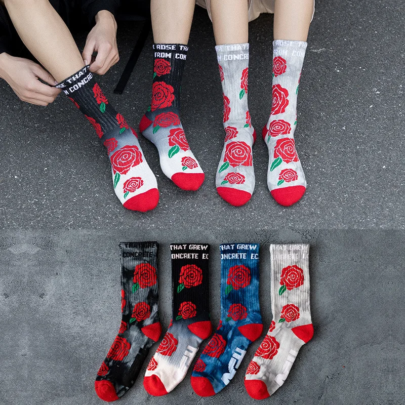 

Tie dyed terry socks in autumn and winter