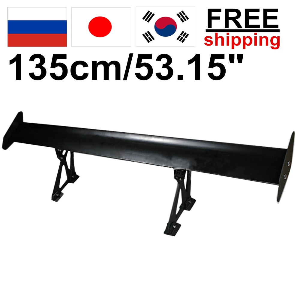 

135cm 53.15inch Black Universal 6.89inch Bracket Sedan Car GT Rear Wing Racing Spoiler D30