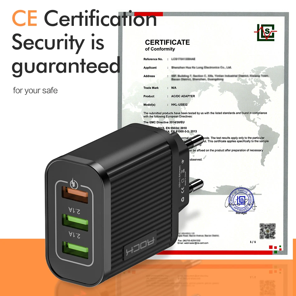 ROCK QC 3,0 3 USB зарядное устройство для iPhone, samsung, Xiaomi, быстрая зарядка, дорожное настенное зарядное устройство для мобильного телефона, адаптер для быстрой зарядки