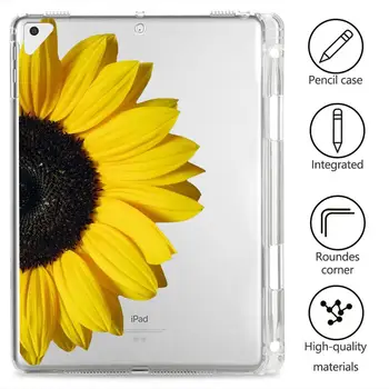 

Clear Soft Covers Sunflower For iPad Air 1 2 Funda Tablet With Pen Slot Cases iPad 7th Generation Case Pro 11 2020 Case Mini 5