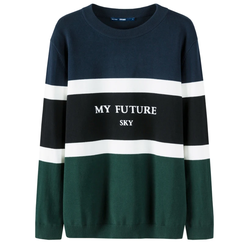 Blue-green Semir свитер мужской осенне-зимний, теплый, полосатый свитер персонализированный свитер с принтом Корейская версия джемпер - Цвет: Blue-green