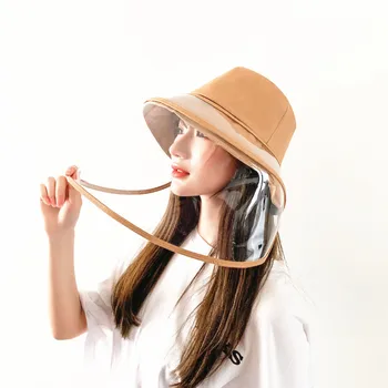 

Women Bucket Hat With Mask Removable Protective Hat Face Shield Hat With Plastic Shield Mask Anti Splash Mask