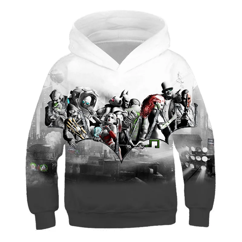Толстовки для мальчиков и девочек с 3D принтом «супербэтмен»; Верхняя одежда для подростков; сезон весна-осень; детская толстовка с капюшоном; детский белый пуловер - Цвет: TNT900