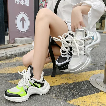 

CINESSD PU Platform Sneakers Woman Thick Bottom Wedges Shoes For Women Sneakers 2020 Summer Women's Shoes Fashion Casual Sneaker